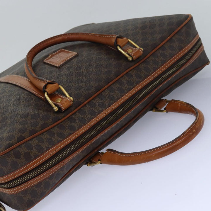 Celine Macadam Canvas Business Bag PVC Leather Brown  15632
