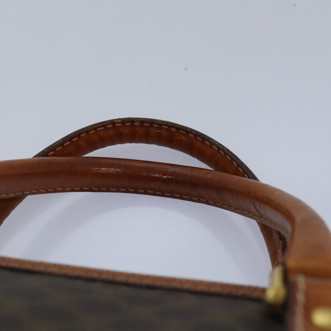 Celine Macadam Canvas Business Bag PVC Leather Brown  15632
