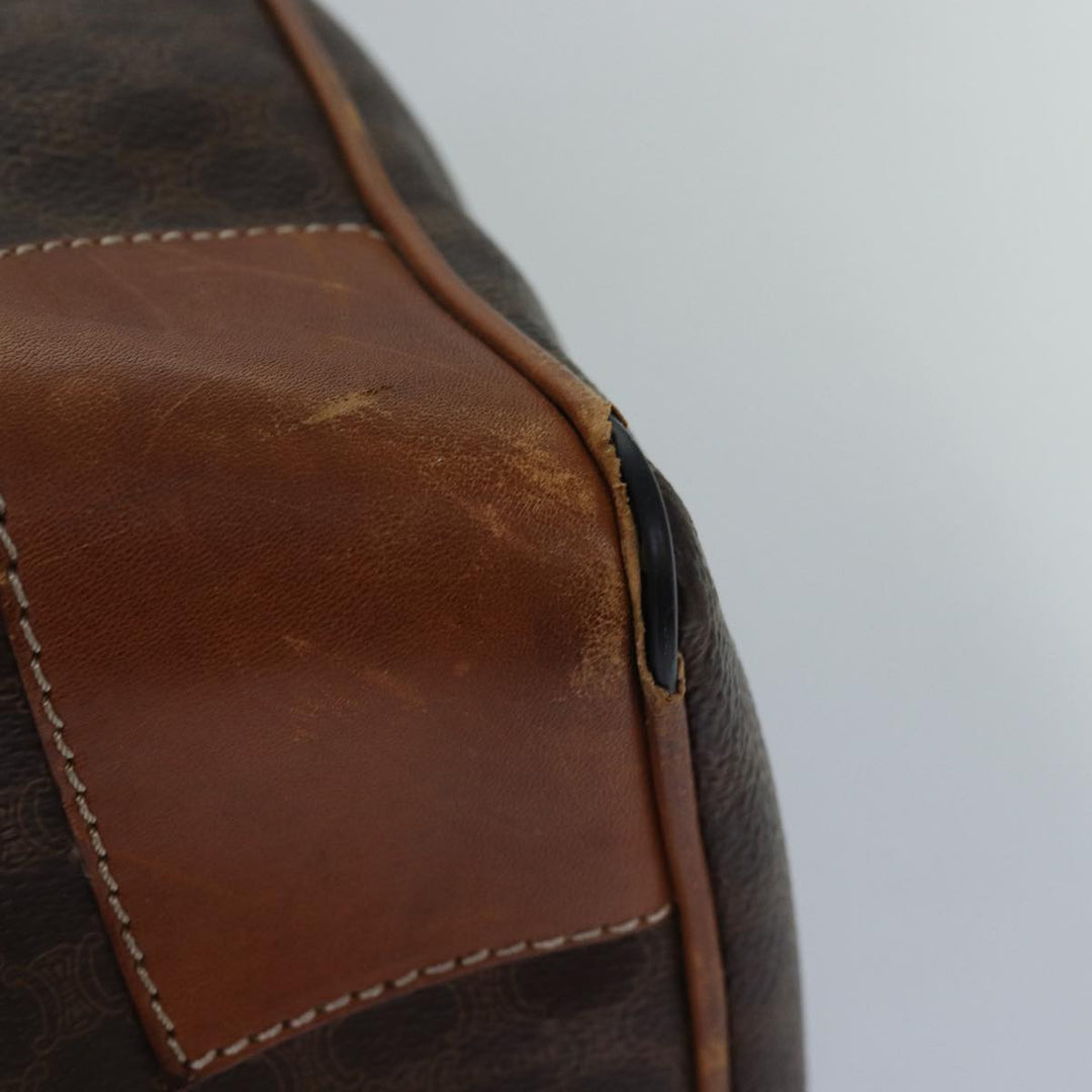 Celine Macadam Canvas Boston Bag PVC Leather Brown Auth bs15633