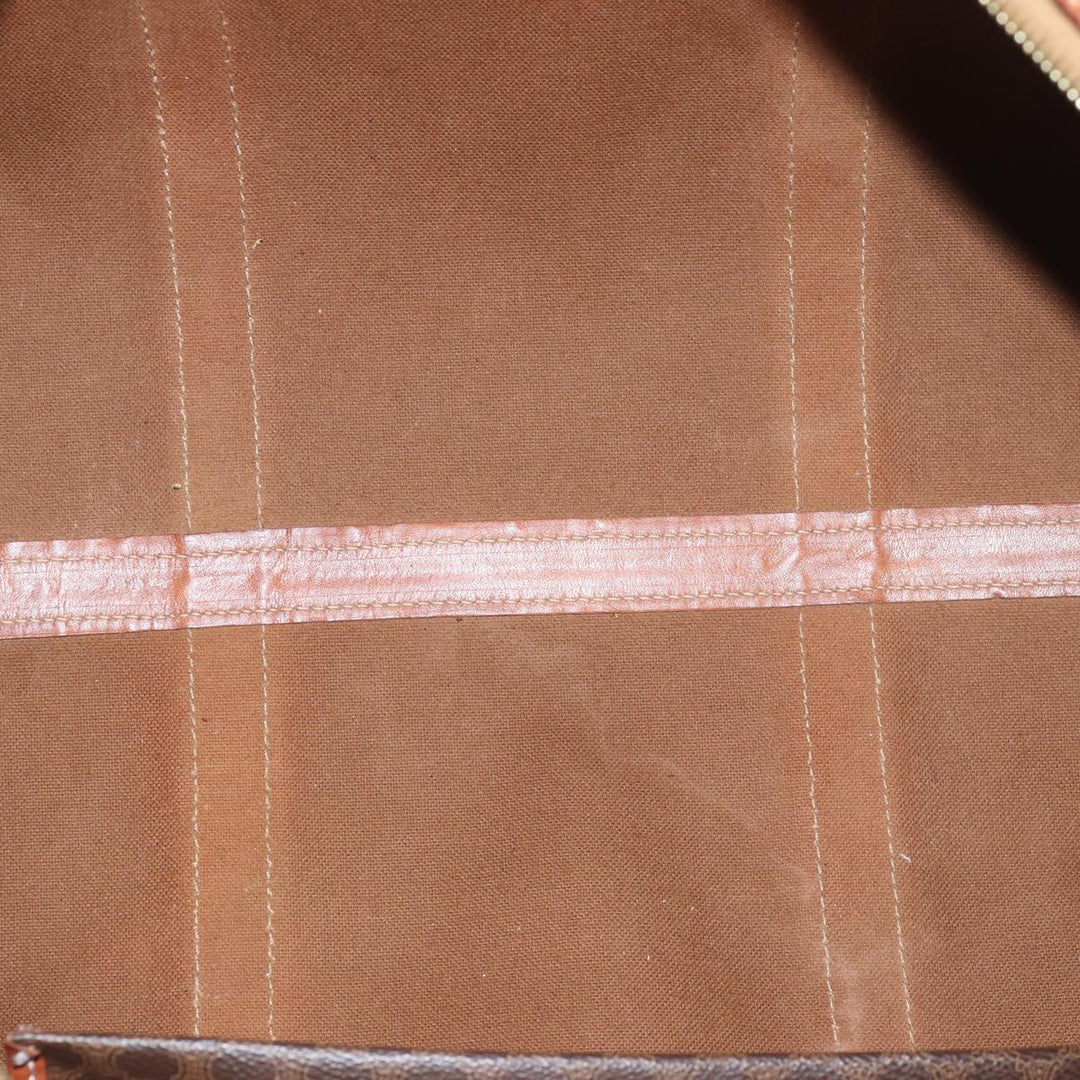 Celine Macadam Canvas Boston Bag PVC Leather Brown Auth bs15633