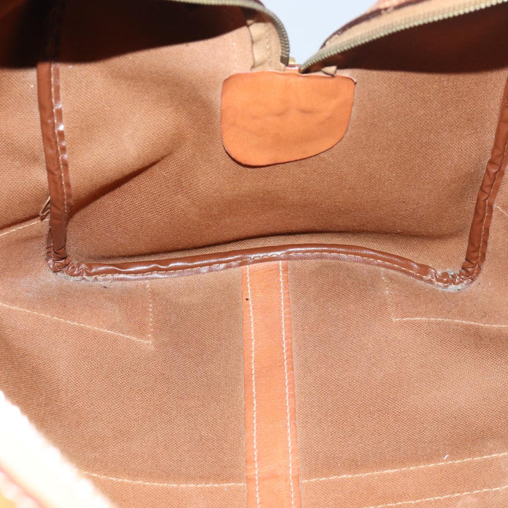 Celine Macadam Canvas Boston Bag PVC Leather Brown Auth bs15633