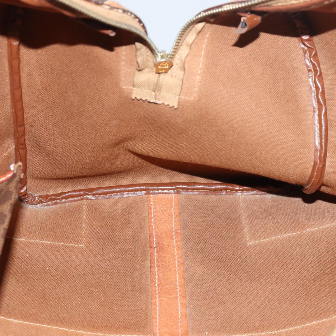 Celine Macadam Canvas Boston Bag PVC Leather Brown Auth bs15633