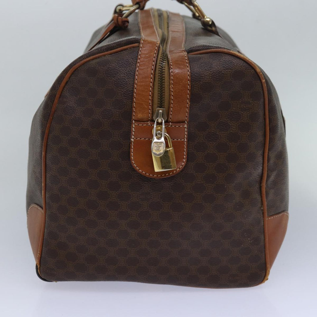 Celine Macadam Canvas Boston Bag PVC Leather Brown Auth bs15633
