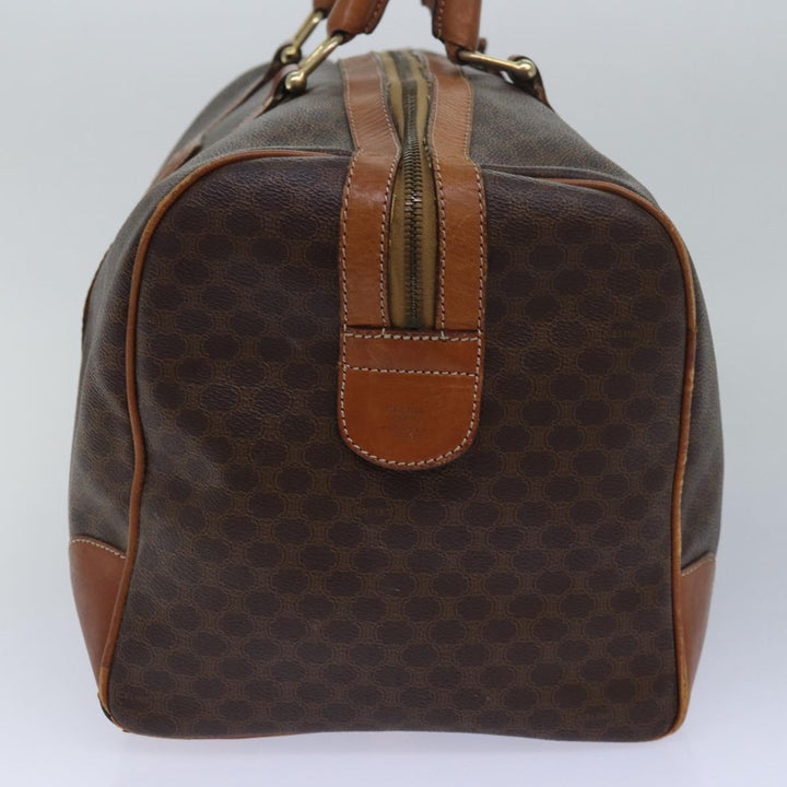 Celine Macadam Canvas Boston Bag PVC Leather Brown Auth bs15633
