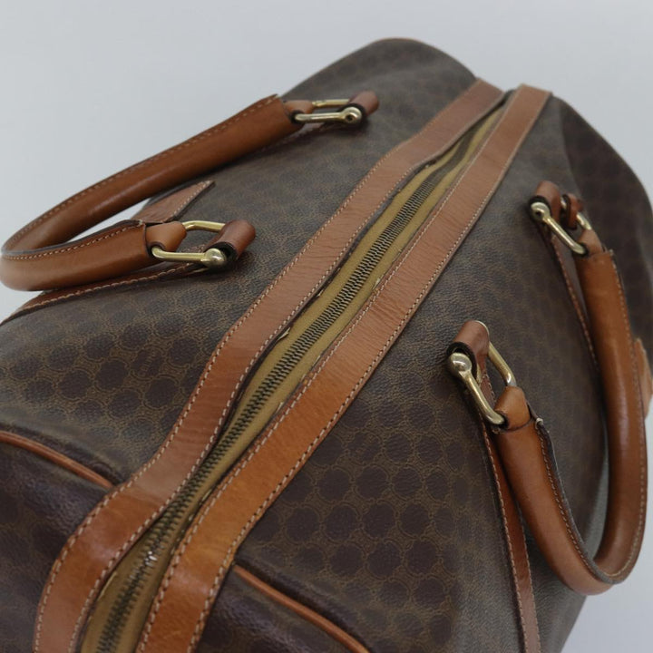 Celine Macadam Canvas Boston Bag PVC Leather Brown Auth bs15633