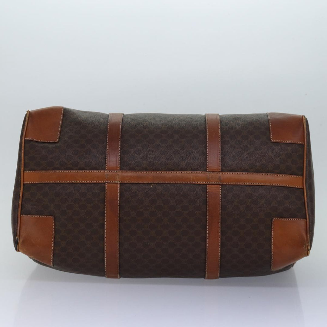 Celine Macadam Canvas Boston Bag PVC Leather Brown Auth bs15633