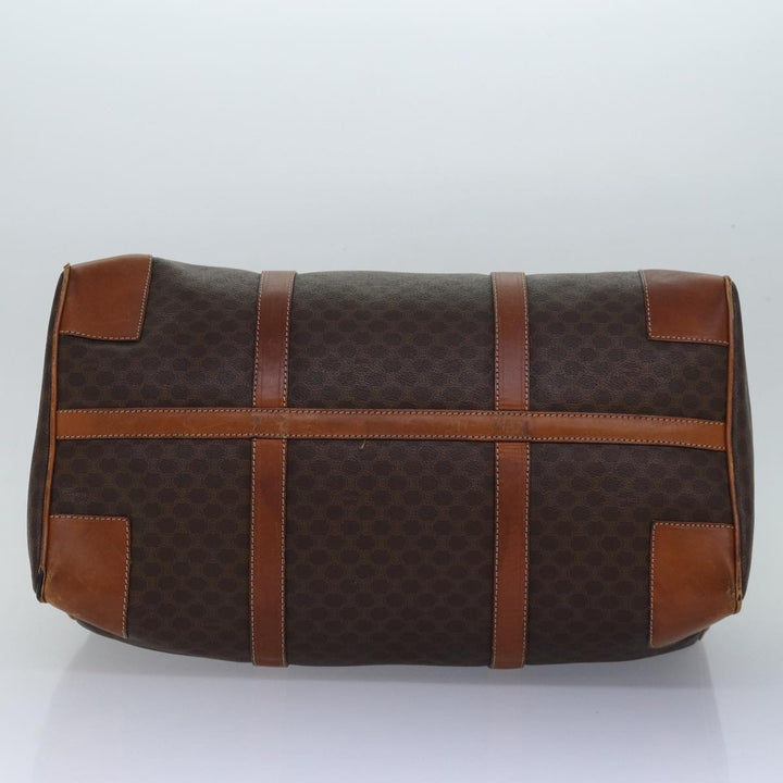 Celine Macadam Canvas Boston Bag PVC Leather Brown Auth bs15633