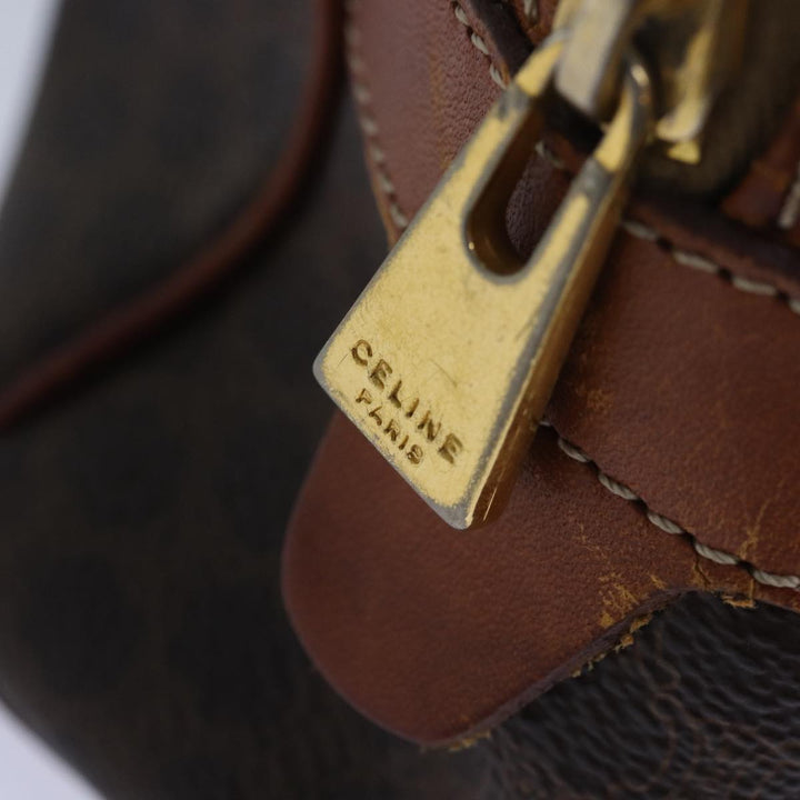 Celine Macadam Canvas Hand Bag PVC Leather Brown Auth bs15634