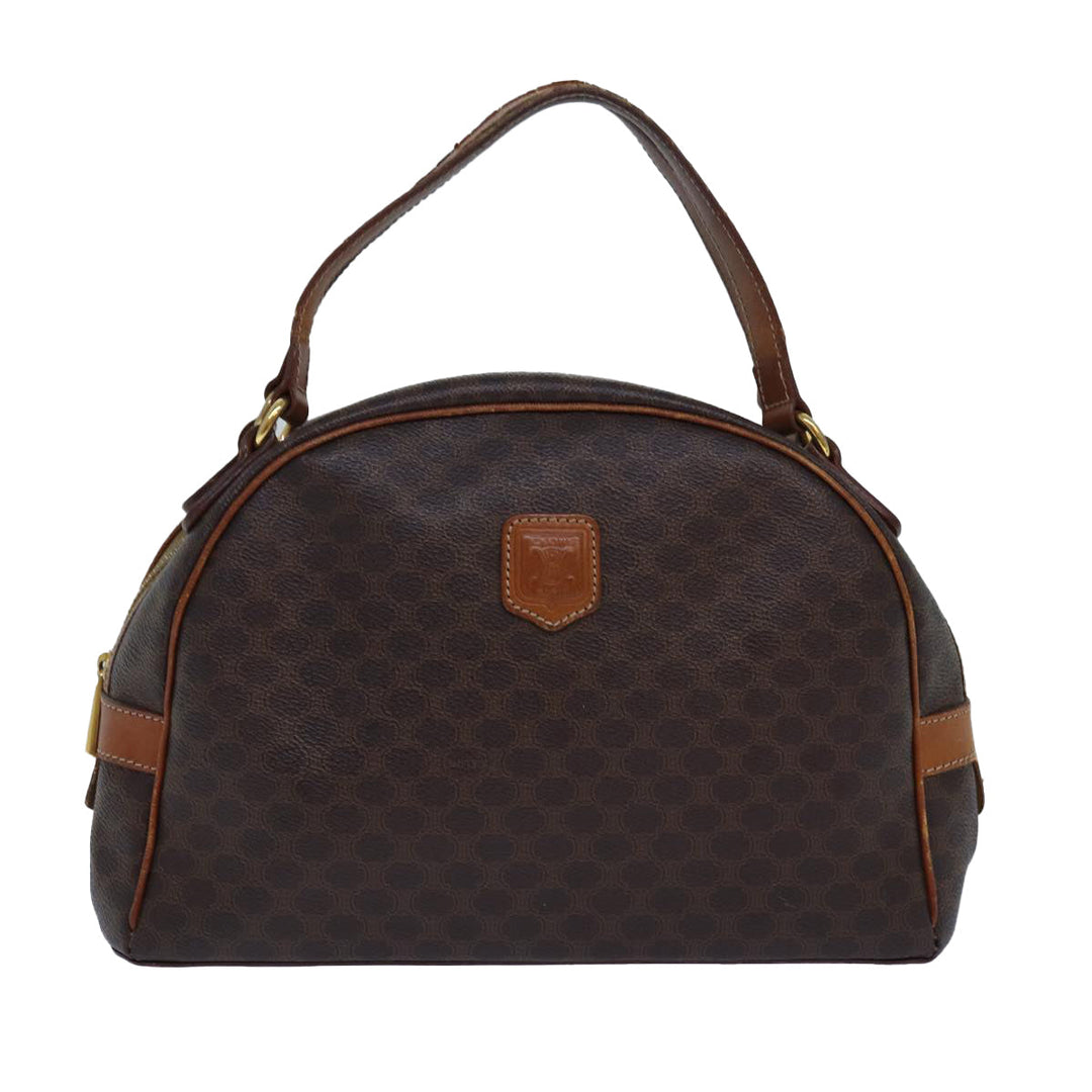 Celine Macadam Canvas Hand Bag PVC Leather Brown Auth bs15634
