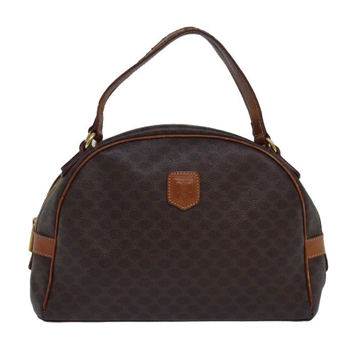 Celine Macadam Canvas Hand Bag PVC Leather Brown Auth bs15634