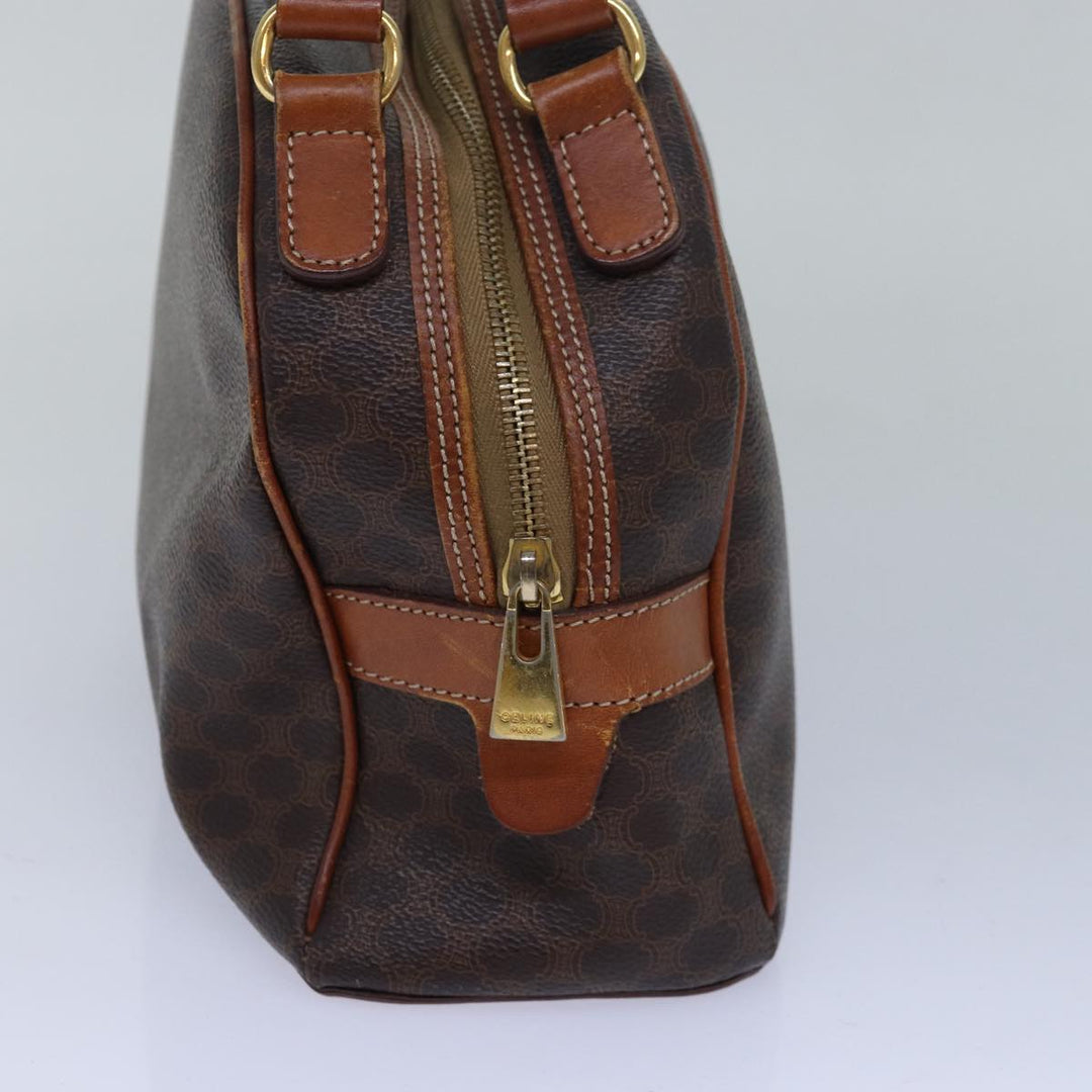Celine Macadam Canvas Hand Bag PVC Leather Brown Auth bs15634