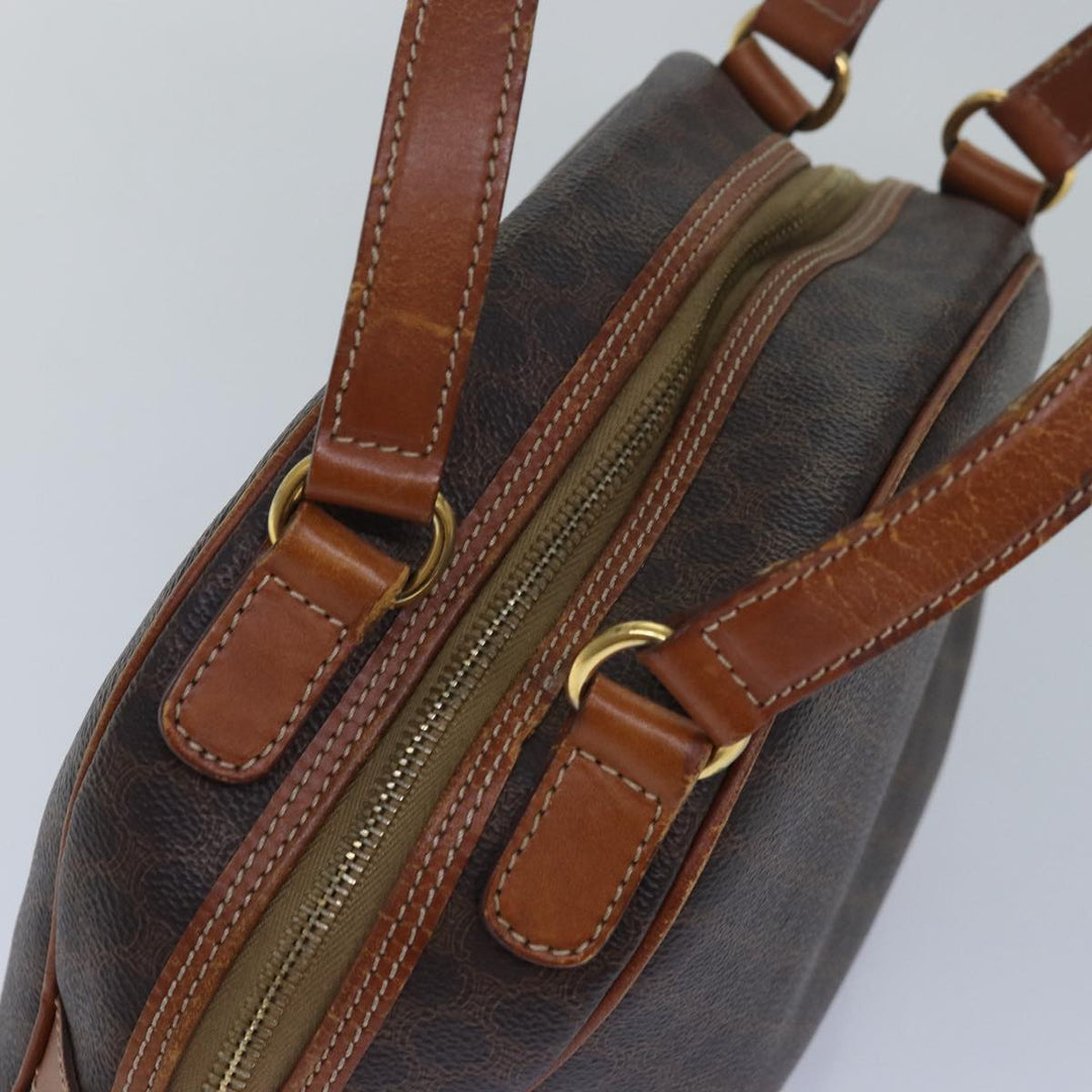 Celine Macadam Canvas Hand Bag PVC Leather Brown Auth bs15634
