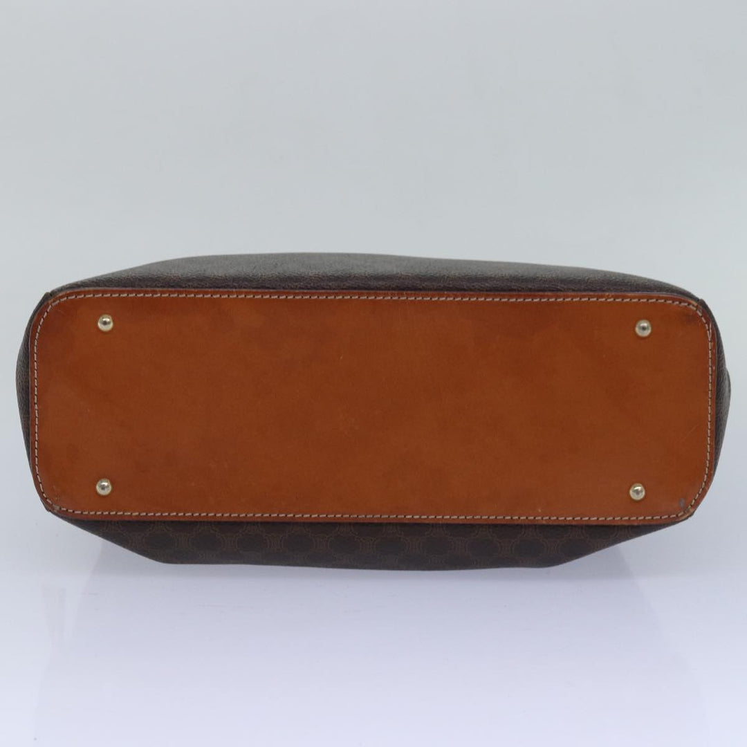 Celine Macadam Canvas Hand Bag PVC Leather Brown Auth bs15634