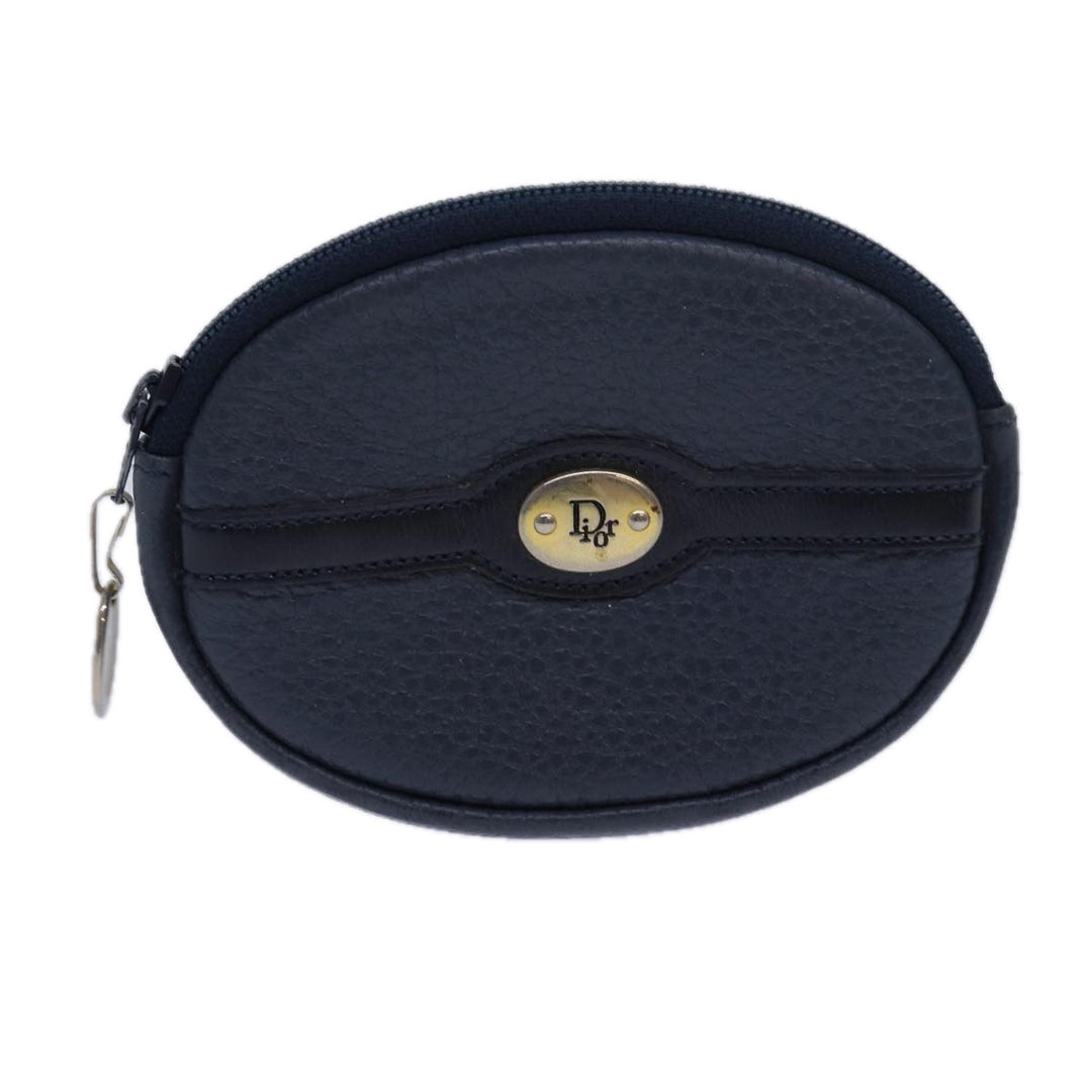 CHRISTIAN Top quality Dior Coin Purse Leather Navy Auth bs15647