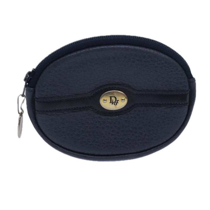 CHRISTIAN Top quality Dior Coin Purse Leather Navy Auth bs15647