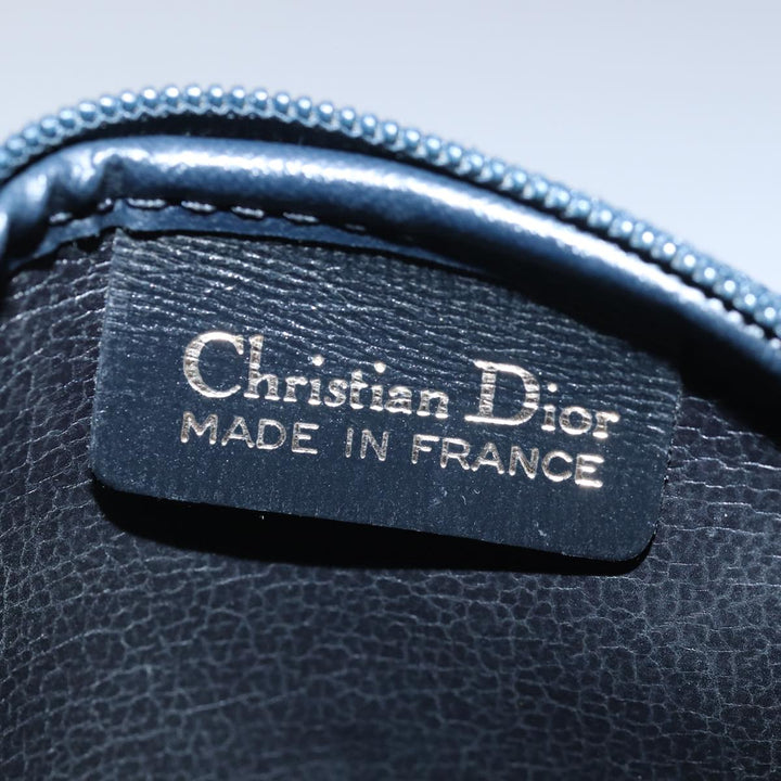 CHRISTIAN Top quality Dior Coin Purse Leather Navy Auth bs15647