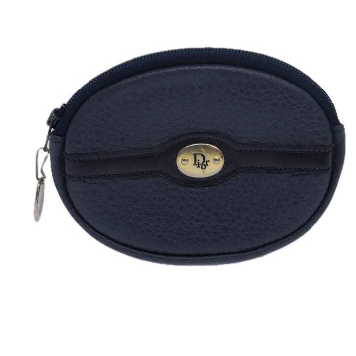 CHRISTIAN Top quality Dior Coin Purse Leather Navy Auth bs15647