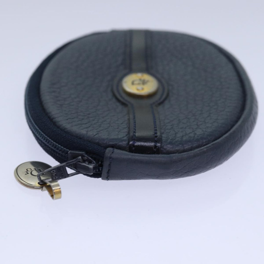 CHRISTIAN Top quality Dior Coin Purse Leather Navy Auth bs15647
