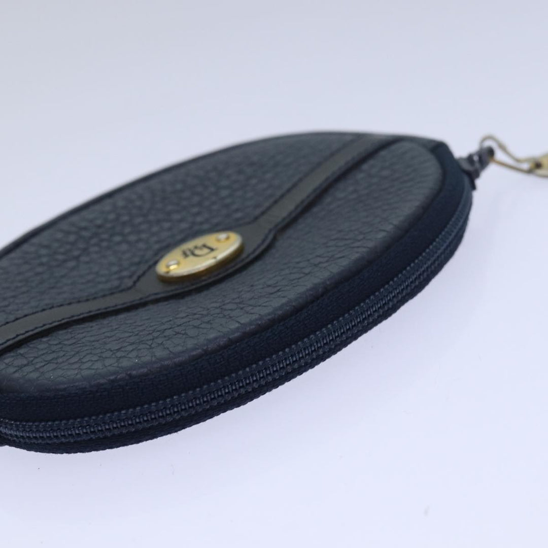 CHRISTIAN Top quality Dior Coin Purse Leather Navy Auth bs15647