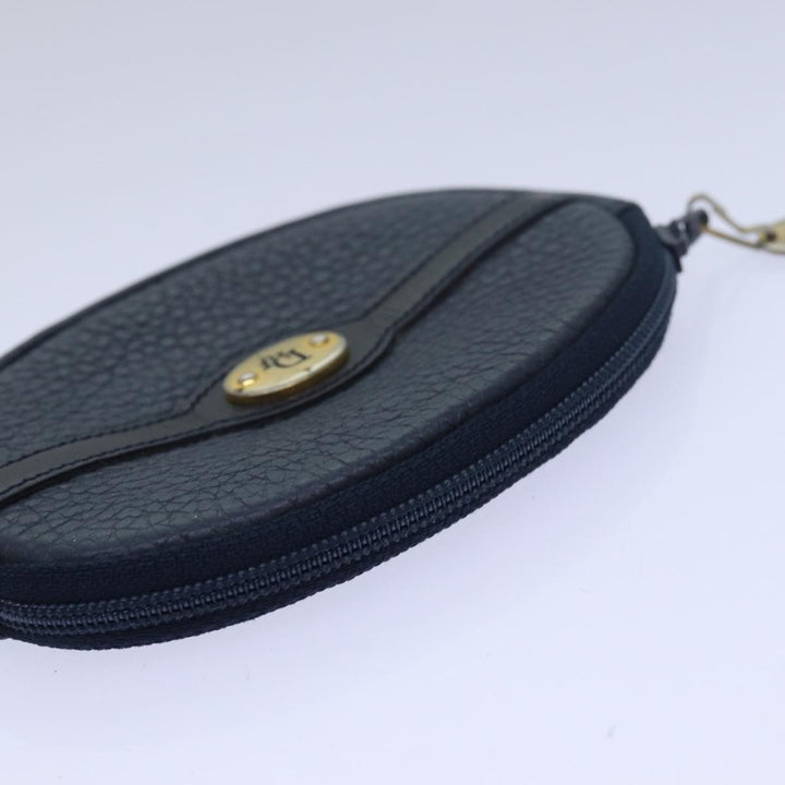 CHRISTIAN Top quality Dior Coin Purse Leather Navy Auth bs15647