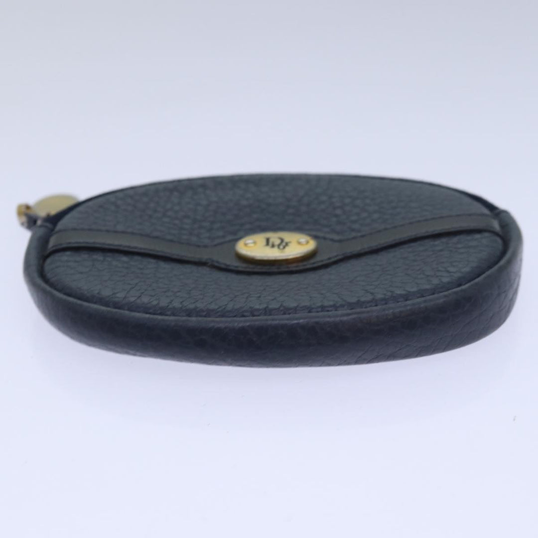 CHRISTIAN Top quality Dior Coin Purse Leather Navy Auth bs15647
