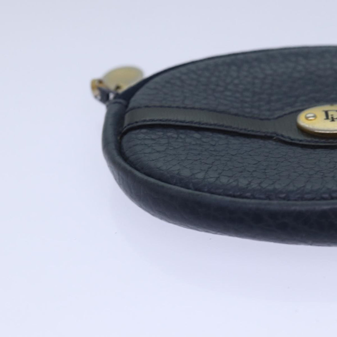 CHRISTIAN Top quality Dior Coin Purse Leather Navy Auth bs15647