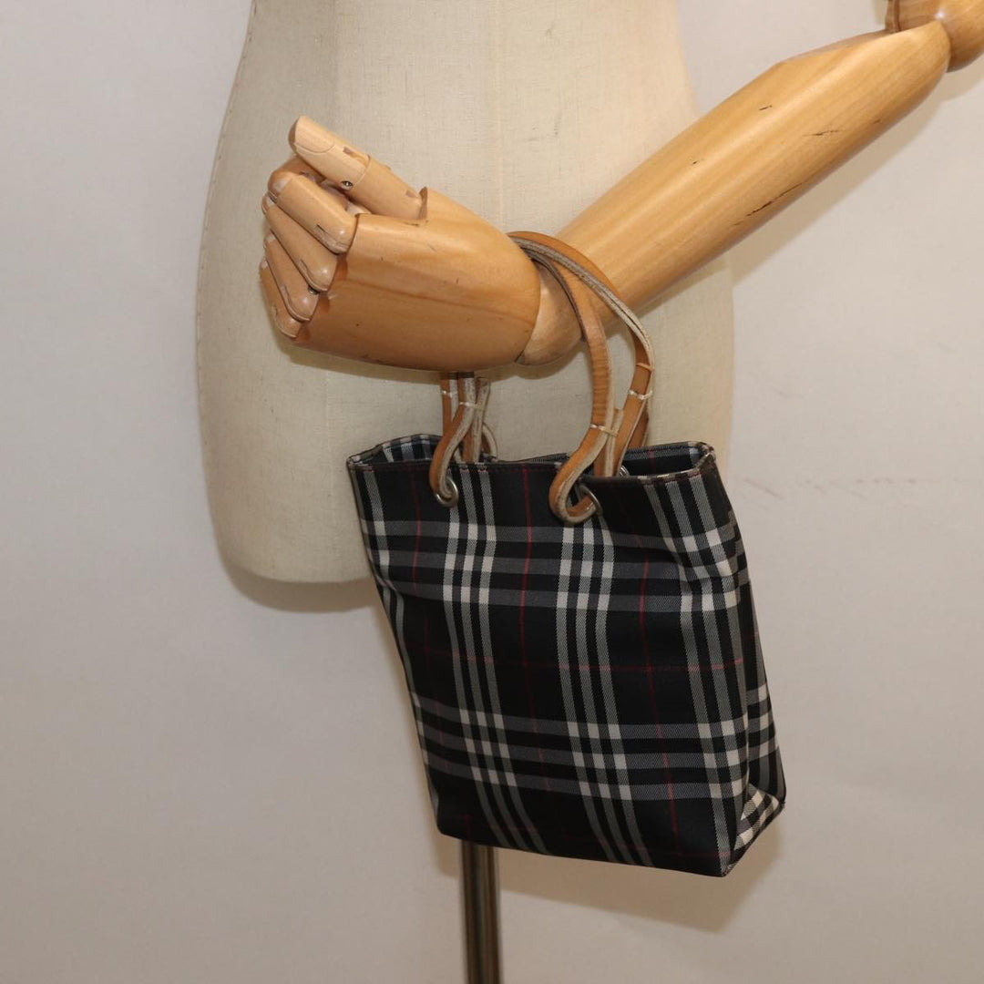Burberry Nova Check Hand Bag Nylon Black Auth bs15673