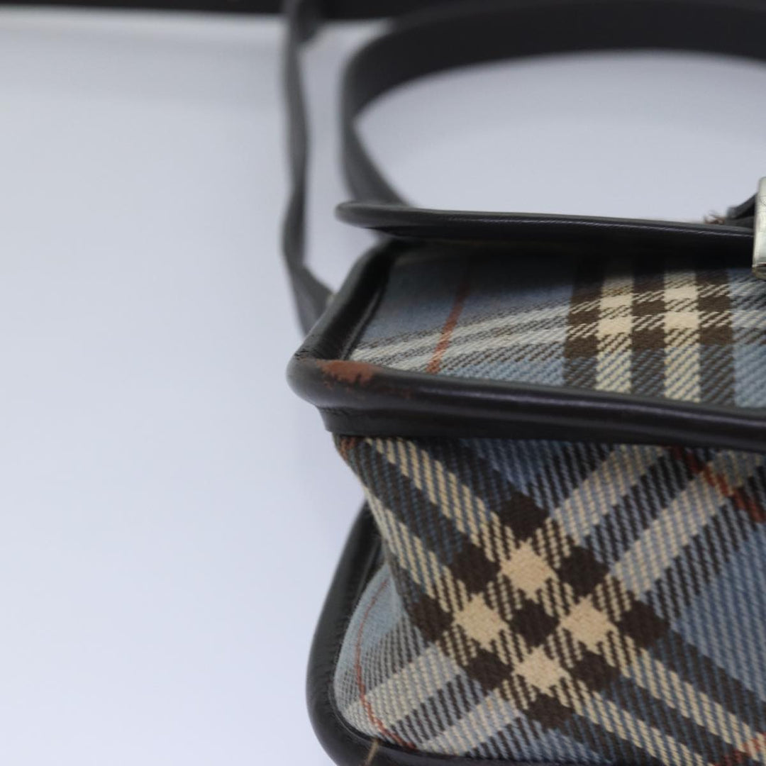 Burberry Nova Check Blue Label Shoulder Bag Canvas Blue Dark Brown Auth bs15674