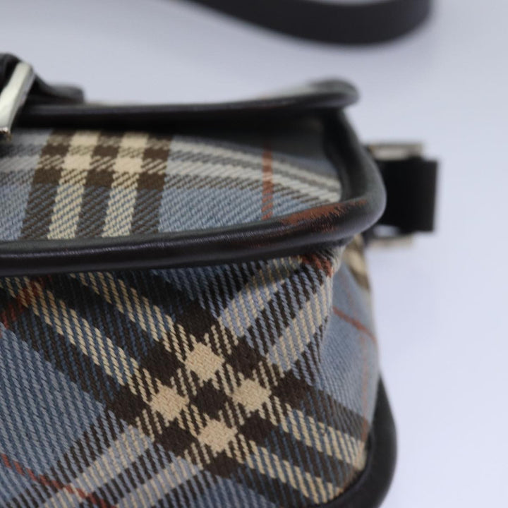 Burberry Nova Check Blue Label Shoulder Bag Canvas Blue Dark Brown Auth bs15674