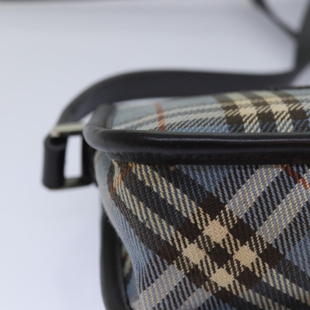 Burberry Nova Check Blue Label Shoulder Bag Canvas Blue Dark Brown Auth bs15674