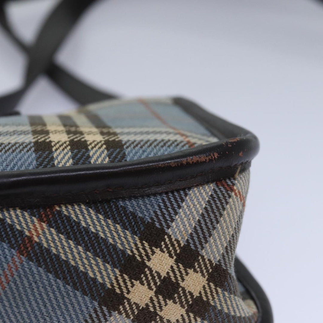 Burberry Nova Check Blue Label Shoulder Bag Canvas Blue Dark Brown Auth bs15674