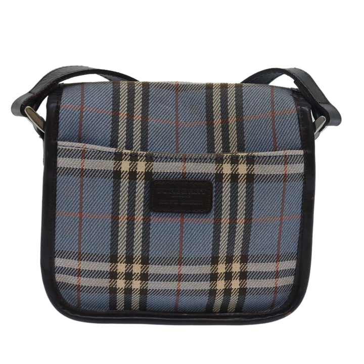 Burberry Nova Check Blue Label Shoulder Bag Canvas Blue Dark Brown Auth bs15674
