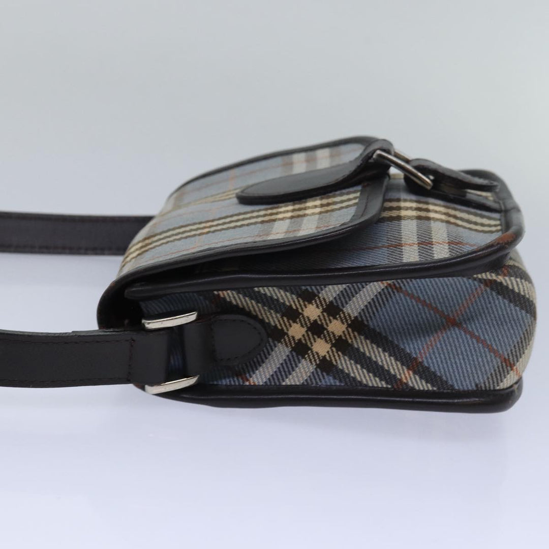 Burberry Nova Check Blue Label Shoulder Bag Canvas Blue Dark Brown Auth bs15674