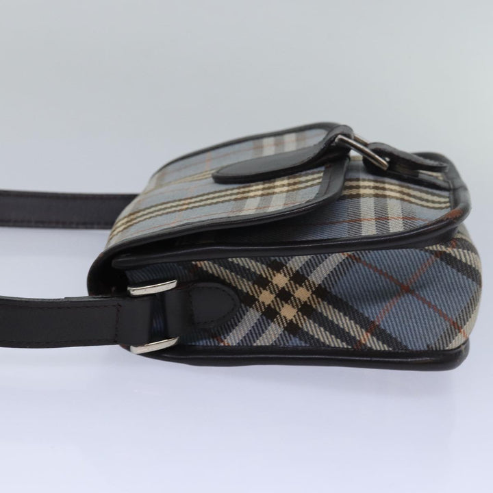 Burberry Nova Check Blue Label Shoulder Bag Canvas Blue Dark Brown Auth bs15674