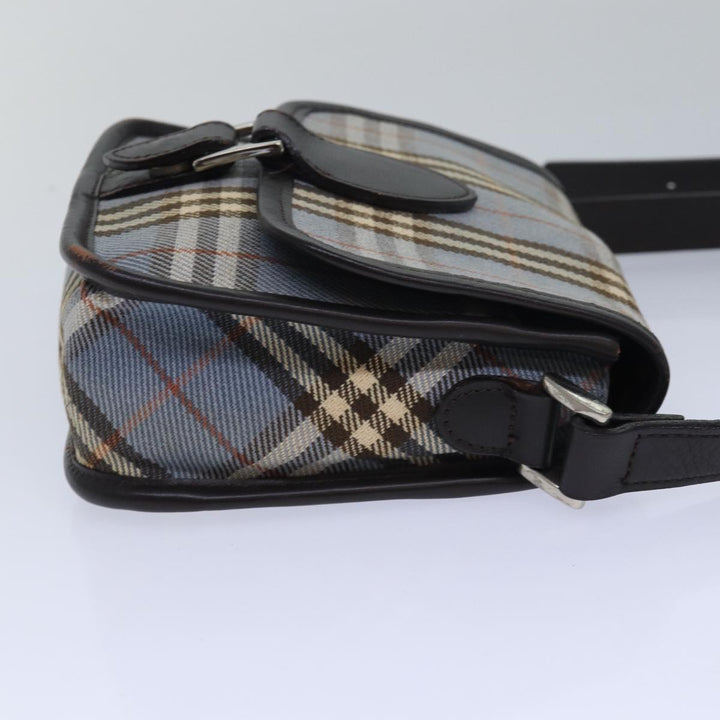 Burberry Nova Check Blue Label Shoulder Bag Canvas Blue Dark Brown Auth bs15674