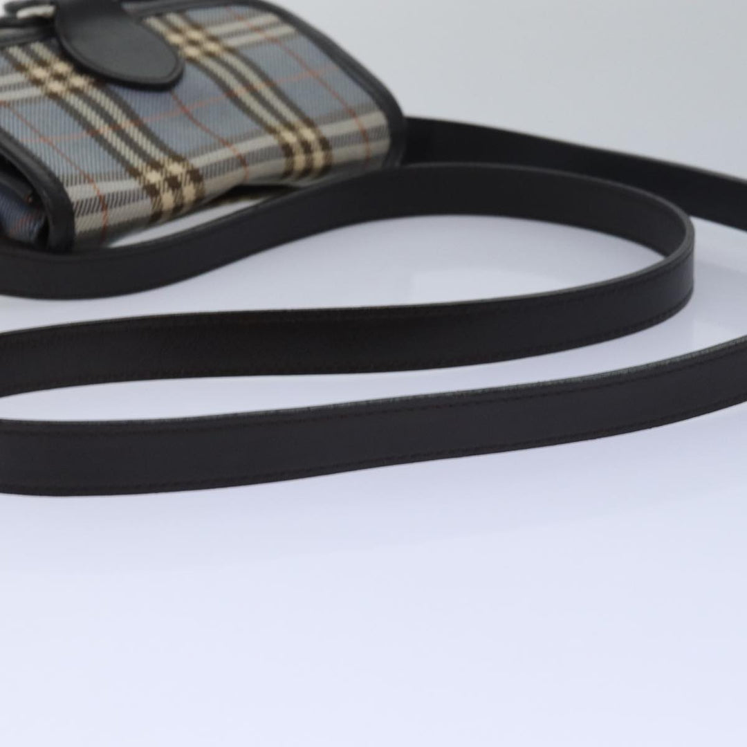 Burberry Nova Check Blue Label Shoulder Bag Canvas Blue Dark Brown Auth bs15674