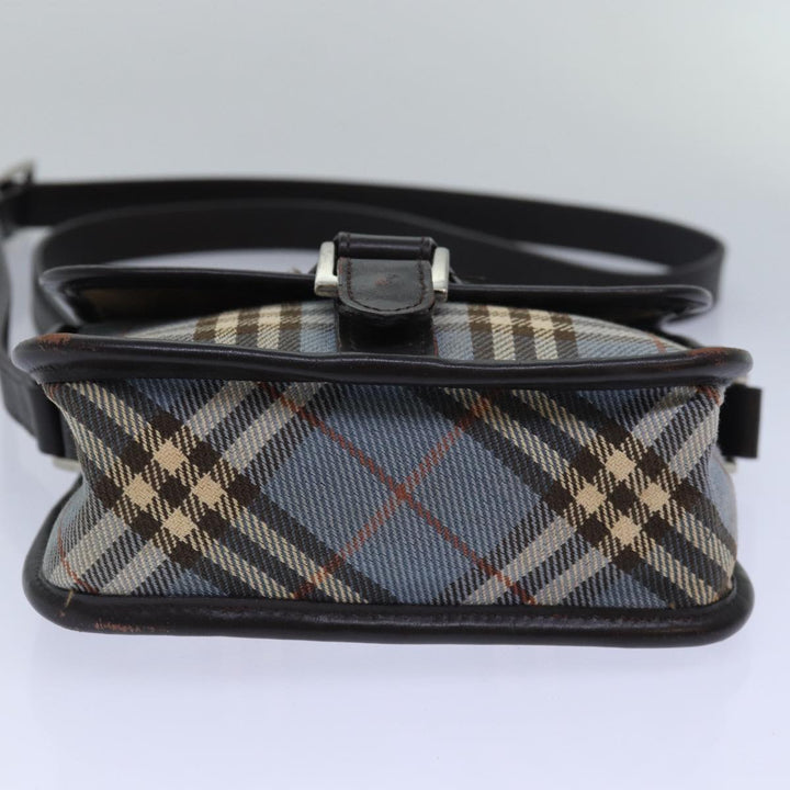 Burberry Nova Check Blue Label Shoulder Bag Canvas Blue Dark Brown Auth bs15674