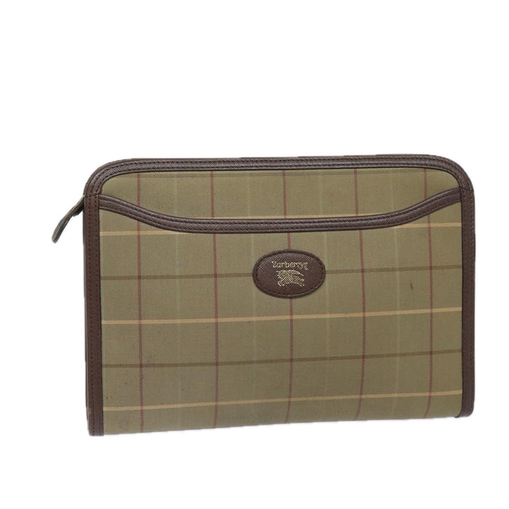 BurberrySs Nova Check Clutch Bag Canvas Beige Auth bs15676