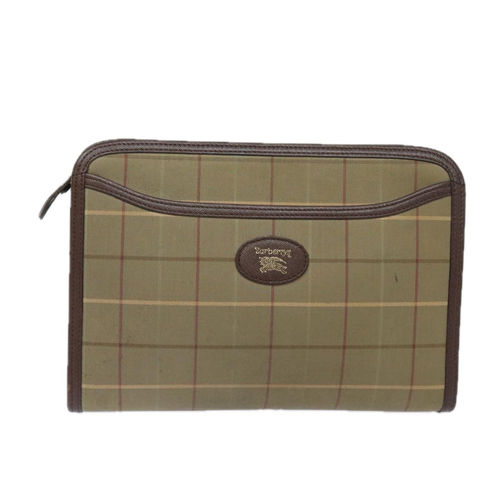 BurberrySs Nova Check Clutch Bag Canvas Beige Auth bs15676