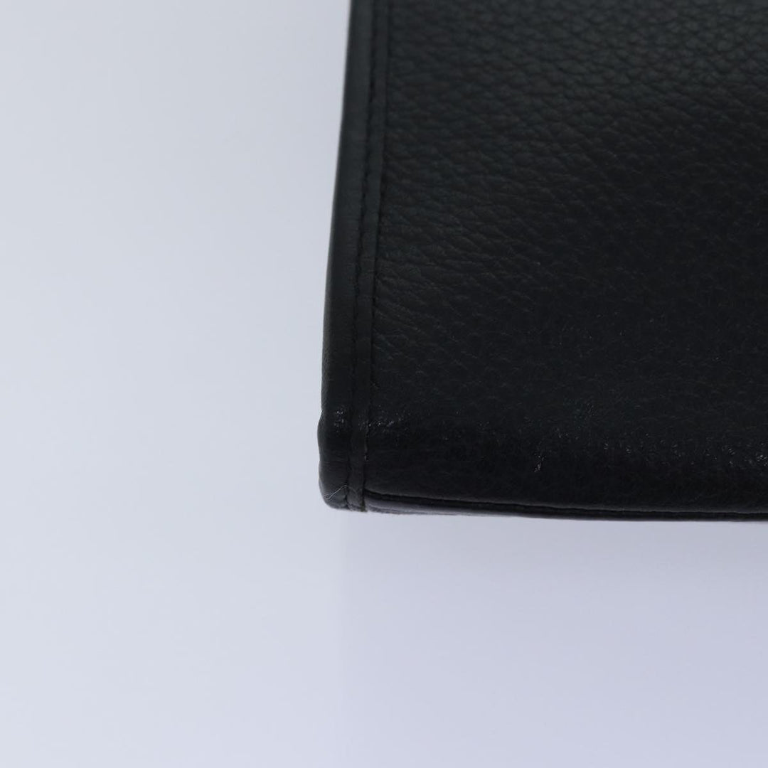 BurberrySs Clutch Bag Leather Black Auth bs15681