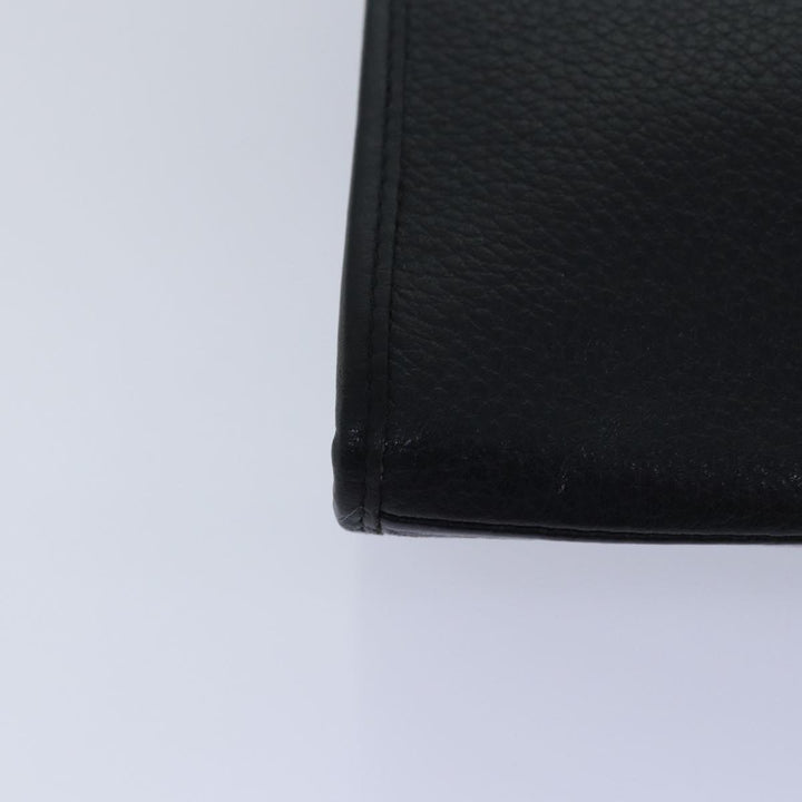 BurberrySs Clutch Bag Leather Black Auth bs15681