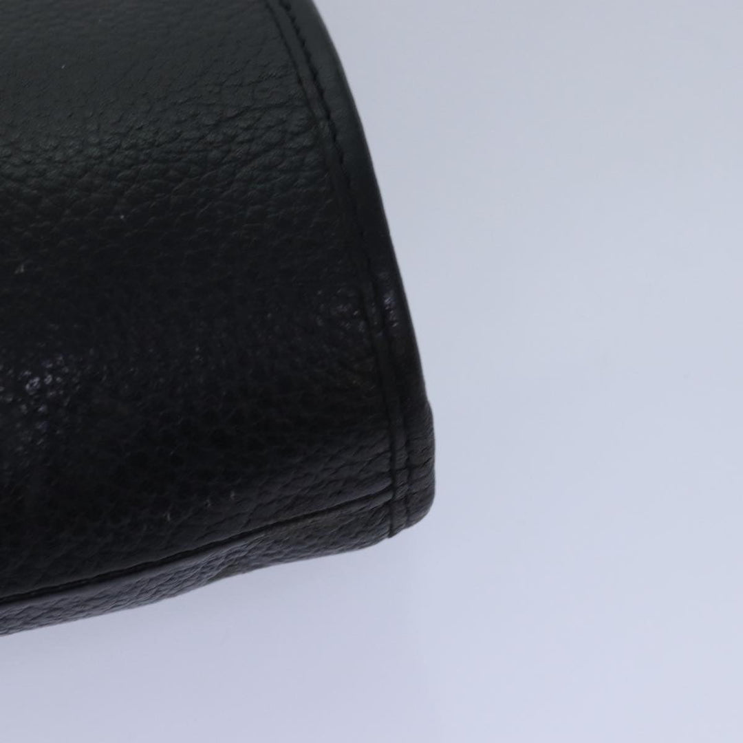 BurberrySs Clutch Bag Leather Black Auth bs15681
