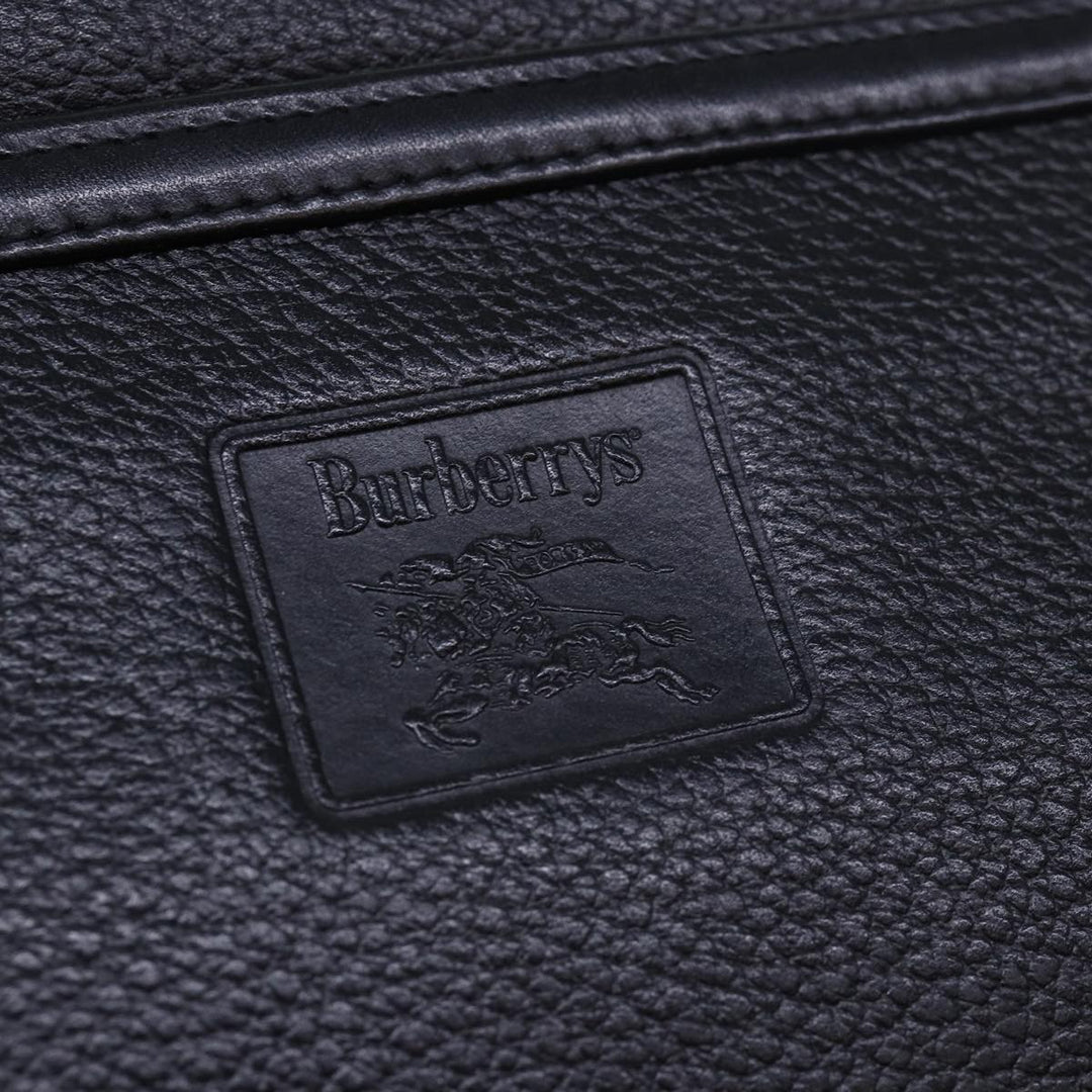 BurberrySs Clutch Bag Leather Black Auth bs15681
