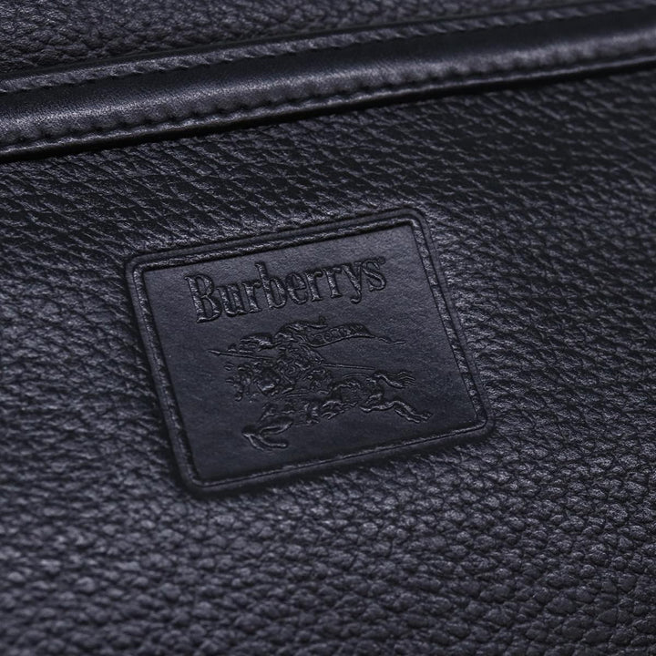 BurberrySs Clutch Bag Leather Black Auth bs15681