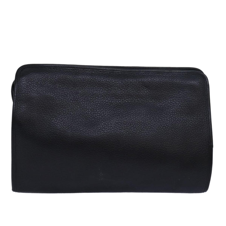 BurberrySs Clutch Bag Leather Black Auth bs15681