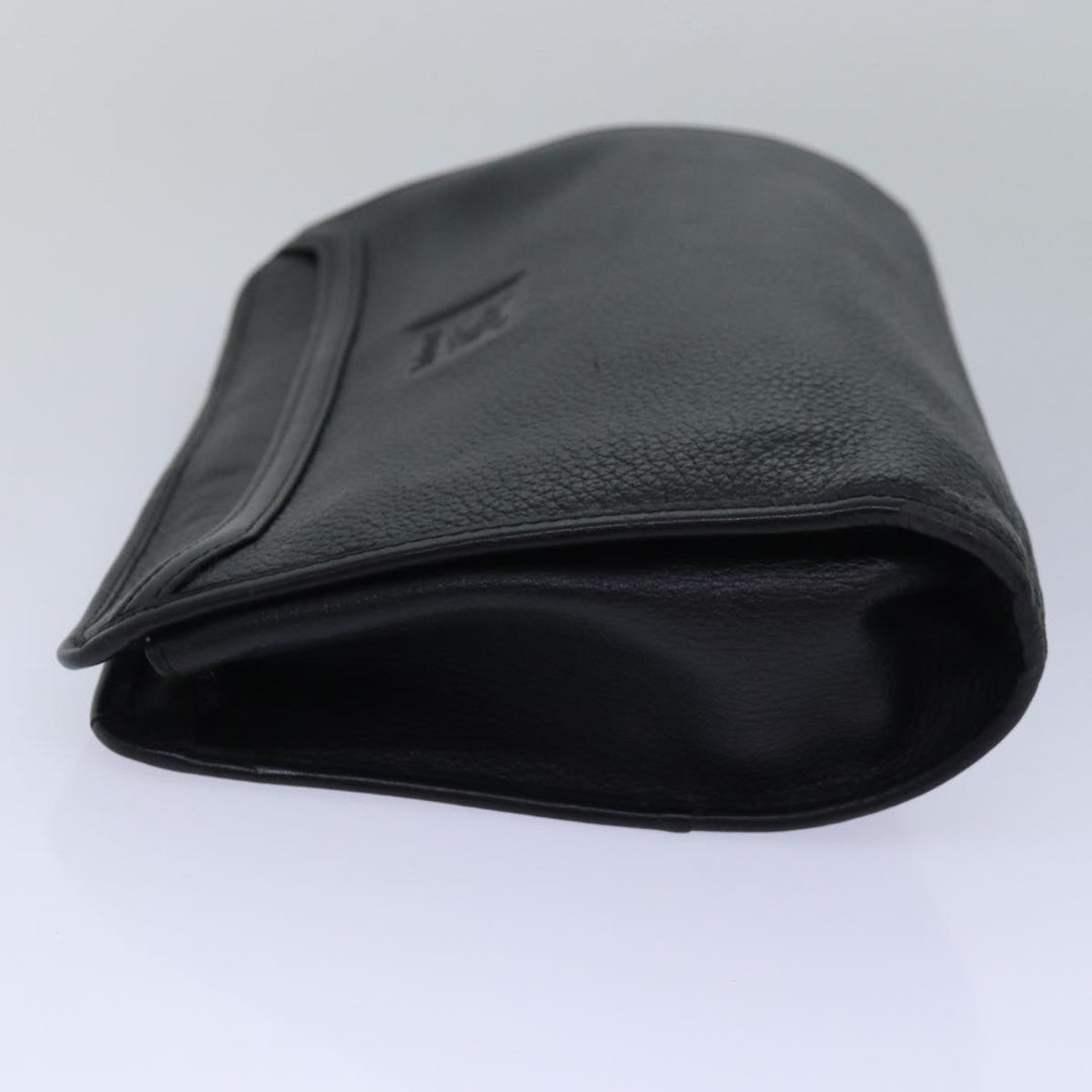 BurberrySs Clutch Bag Leather Black Auth bs15681