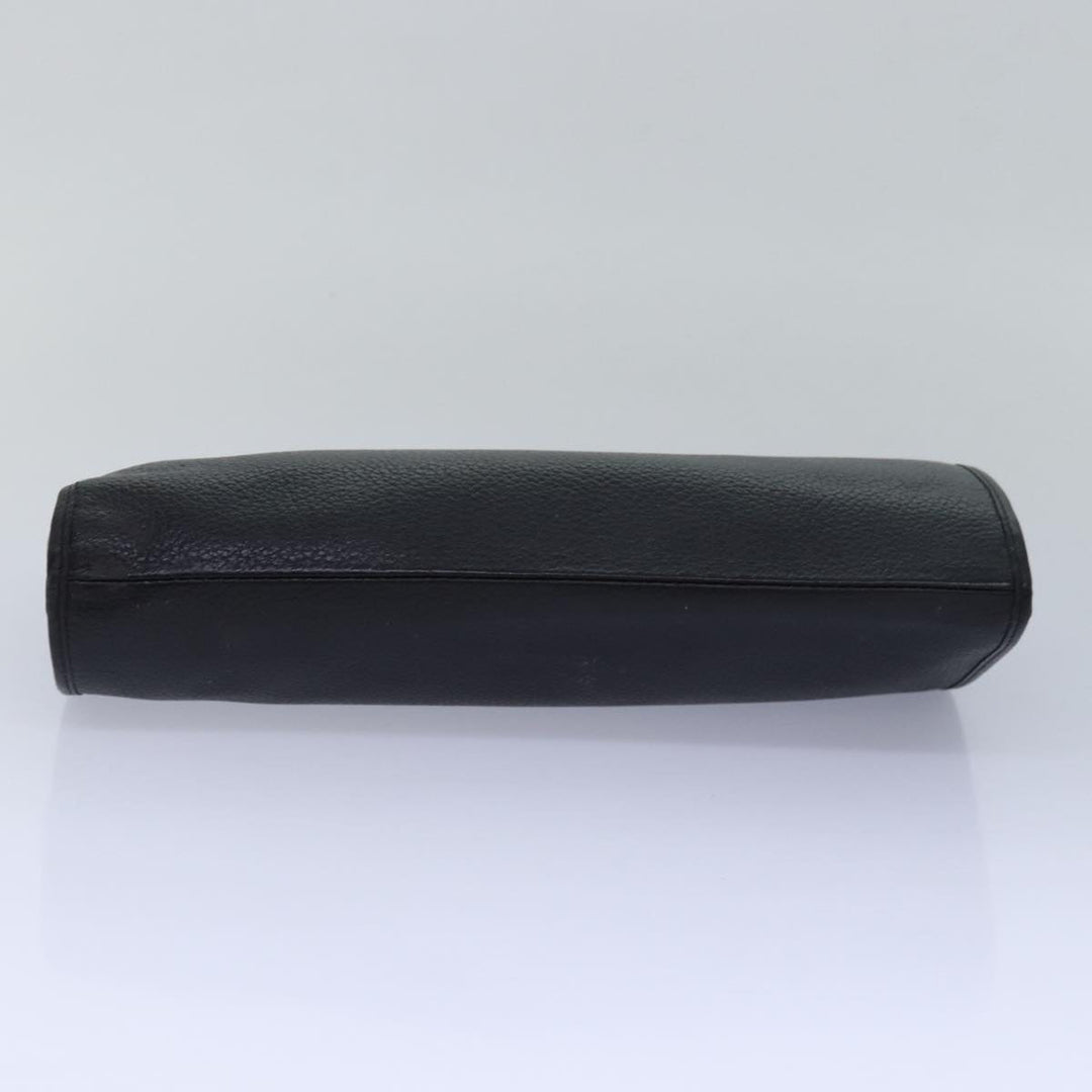 BurberrySs Clutch Bag Leather Black Auth bs15681