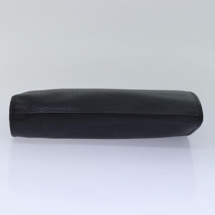 BurberrySs Clutch Bag Leather Black Auth bs15681