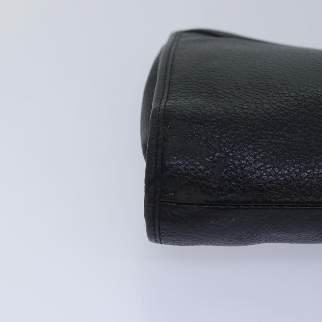 BurberrySs Clutch Bag Leather Black Auth bs15681