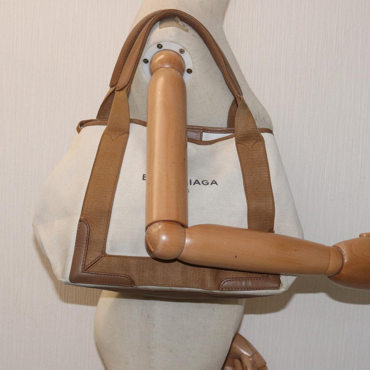 Top Quality Balenciaga Navy kabas S Hand Bag Canvas Beige White 339933 Auth bs15696